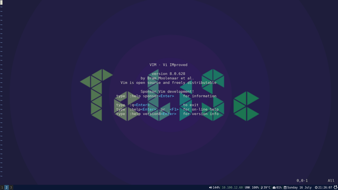 Header illustration for Vim as firmware: the pocket computer where the editor IS the OS